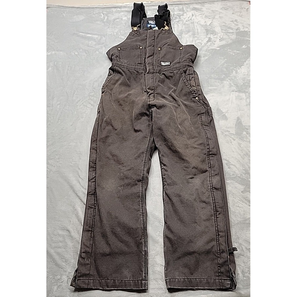 Walls Pants Mens 38x30 Black Bib Overalls Work Canvas Insulated Quilt Lined
